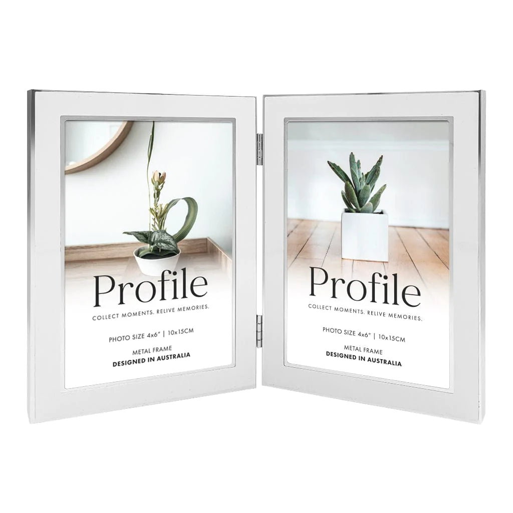 4x6 Double Picture Frame, Vertical Hinged Photo Frame 2 Opening