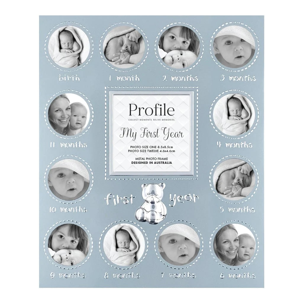 Profile FIRST YEAR Blue Metal Baby Frame 13 Photos