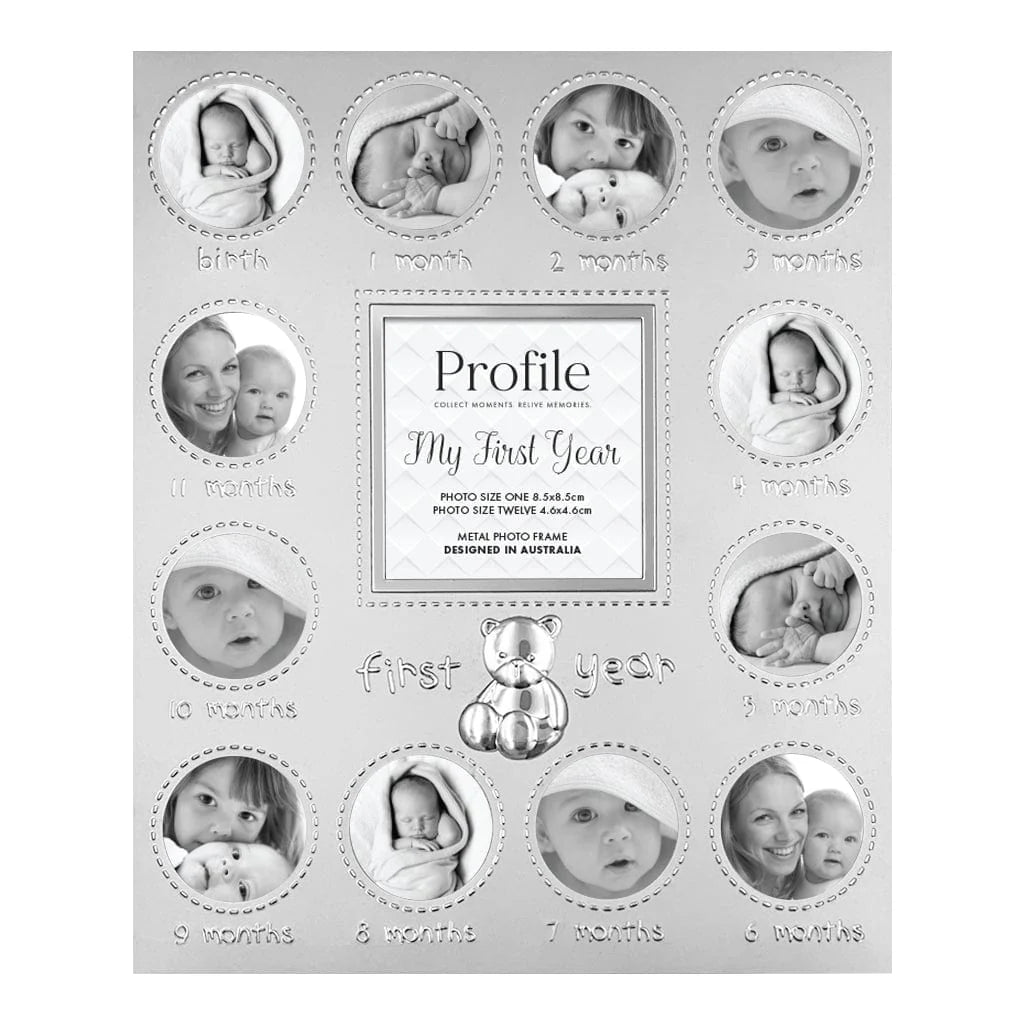 Profile FIRST YEAR Silver Metal Baby Frame 13 Photos