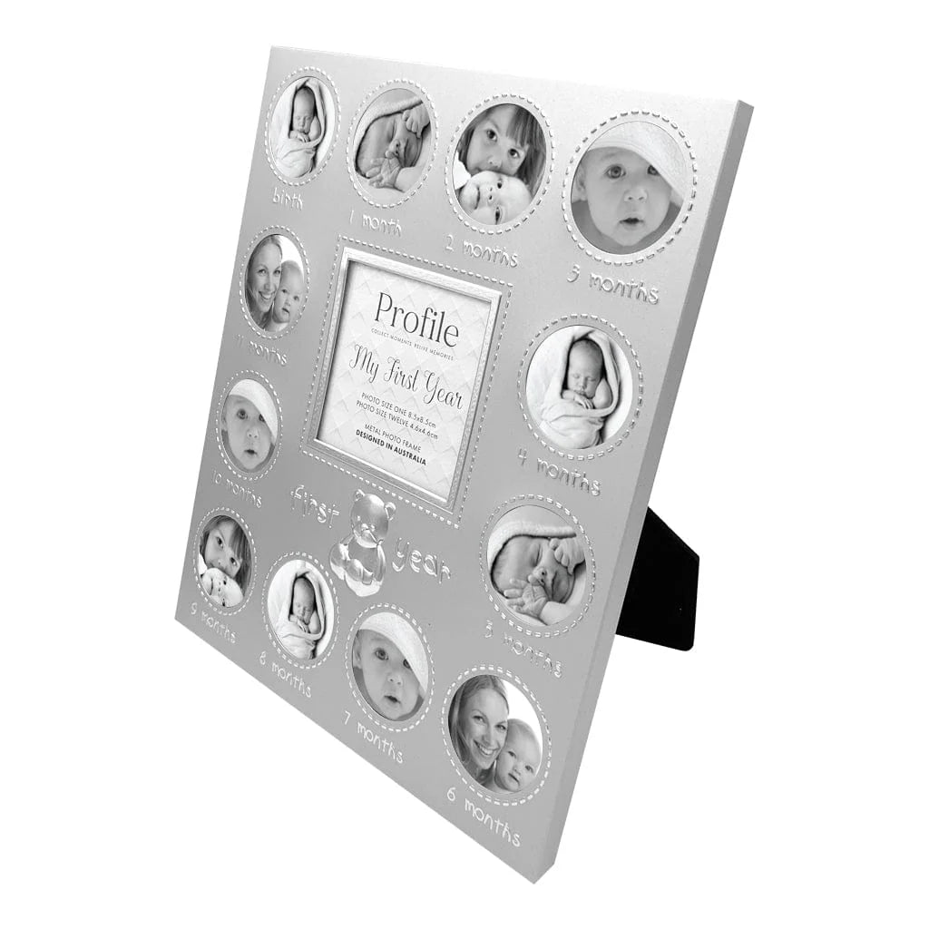 Profile FIRST YEAR Silver Metal Baby Frame 13 Photos