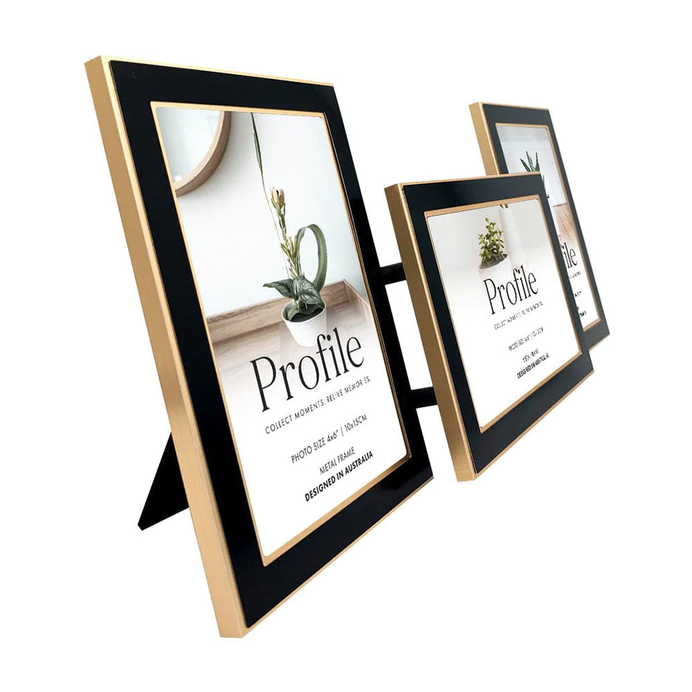 Profile Eternal Black/Rose Gold Metal Collage Three Photo Frame 4x6